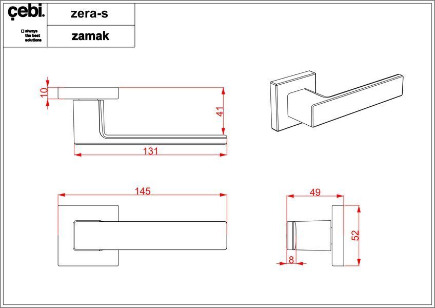 Ручка ZERA-S PC24 - Чорний матовий 10008 фото